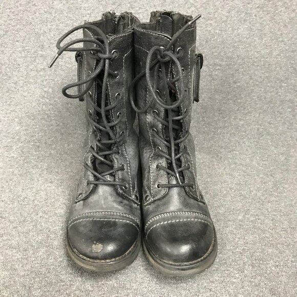 ROXY Seattle IV Black Faux Leather Zip Up Combat Moto Ankle Boots Womens Size 8 - Picture 8 of 11